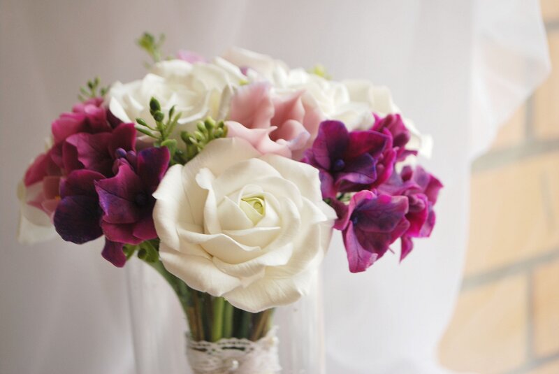 Bouquet of Flowers — White, Serene, Photograph, Rose