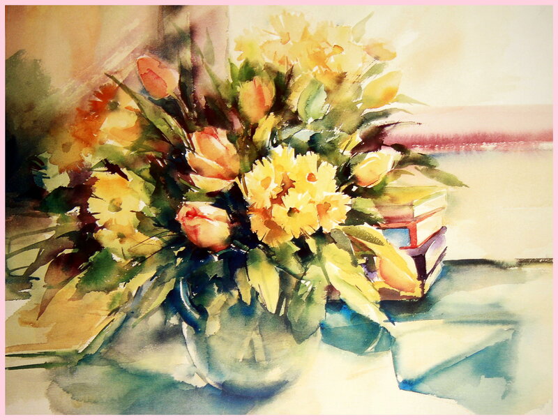 Bouquet of Flowers — Yellow, Calm, Painting