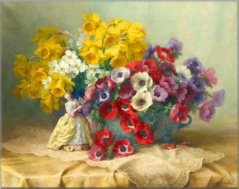 Bouquet of Flowers — Yellow, Serene, Painting, Figurine