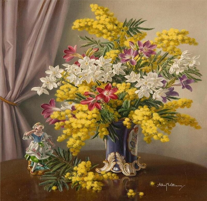 Bouquet of Flowers — Yellow, Serene, Painting
