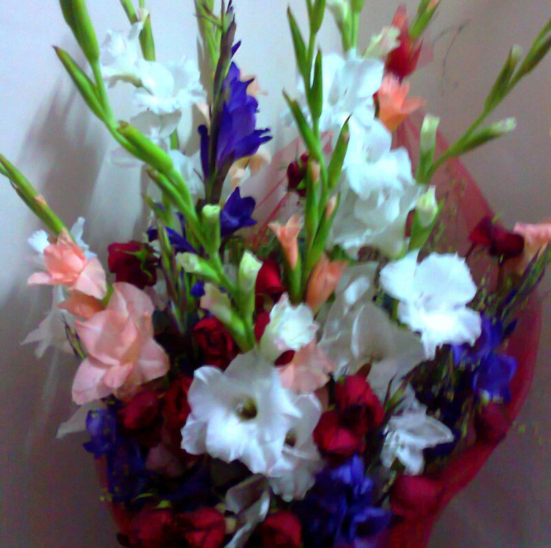 Bouquet of Gladiolus Flowers — White