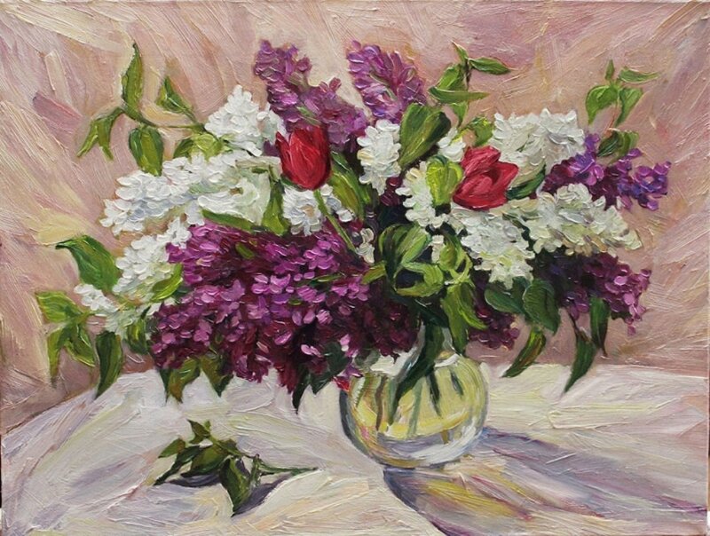 Bouquet of Lilacs and Roses — Purple
