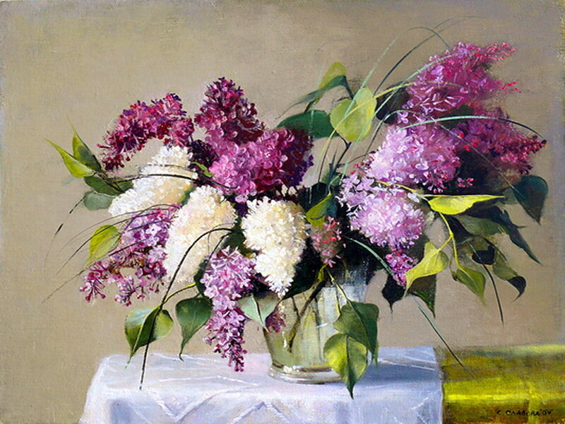Bouquet of Lilacs in Vase — Purple