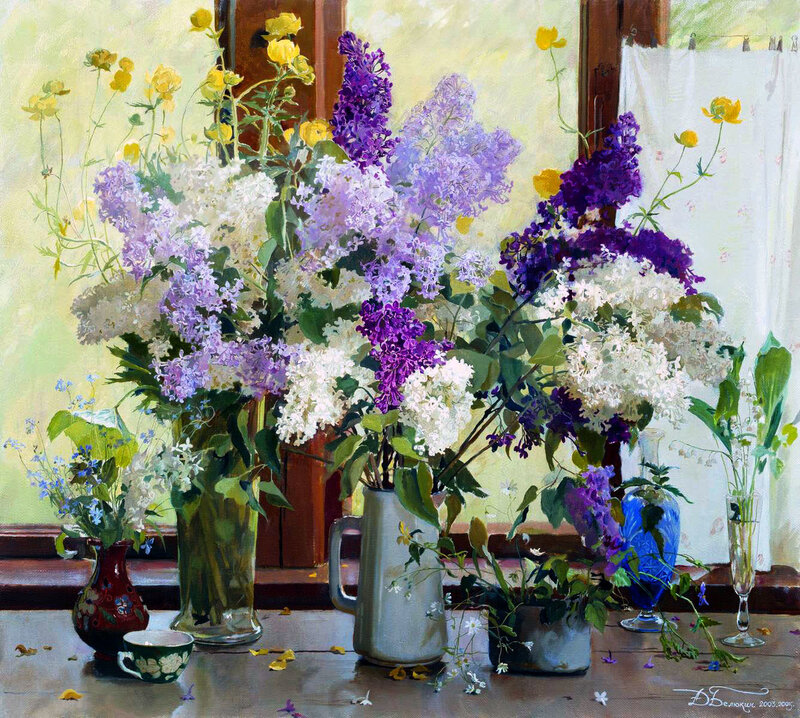 Bouquet of Lilacs on Table
