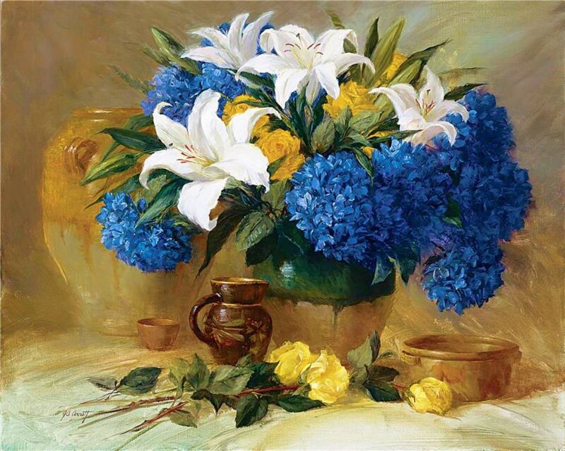 Bouquet of Lilies and Hydrangeas