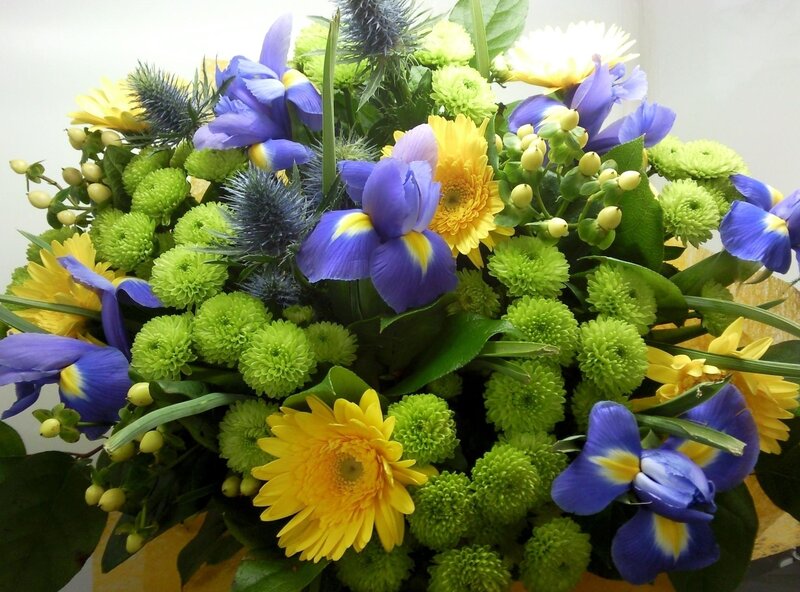 Bouquet of Mixed Flowers — Blue, Vibrant, Photograph