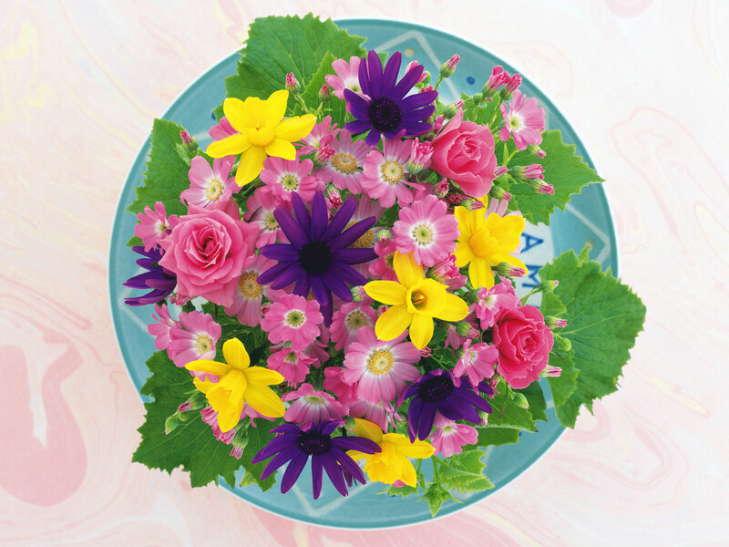 Bouquet of Mixed Flowers — Pink, Colorful