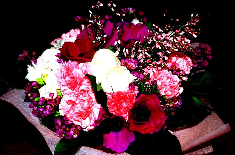 Bouquet of Mixed Flowers — Pink, Dramatic, Night