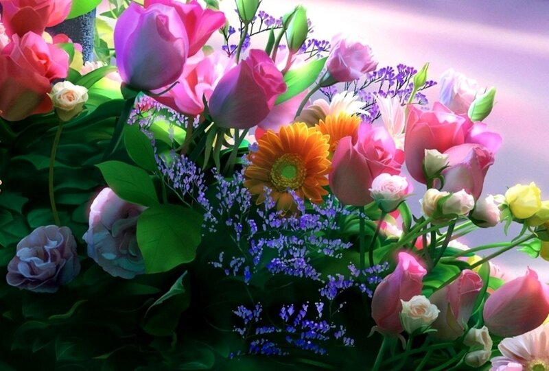 Bouquet of Mixed Flowers — Pink, Vibrant, Afternoon