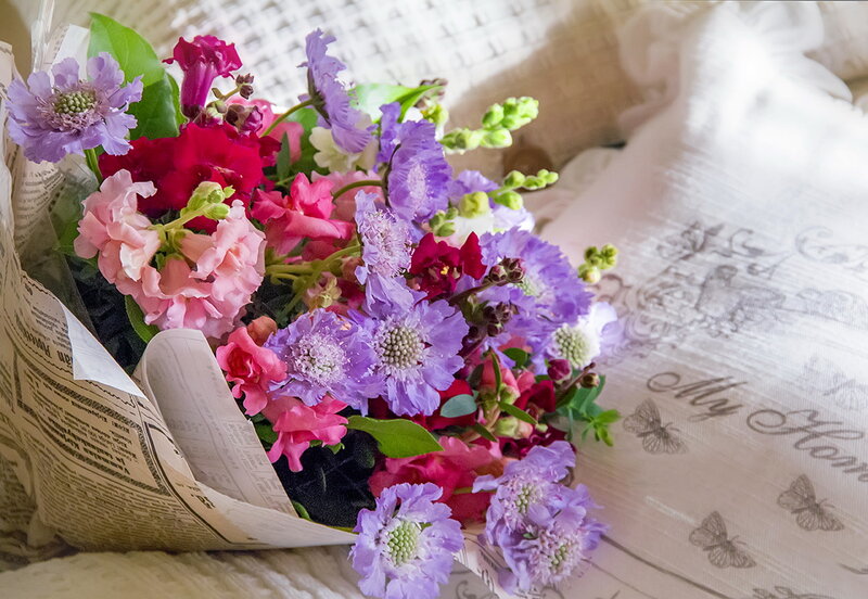 Bouquet of Mixed Flowers — Purple, Calm, Afternoon