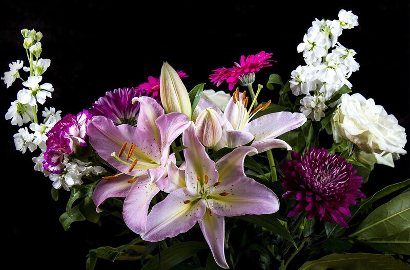 Bouquet of Mixed Flowers — Purple, Dramatic