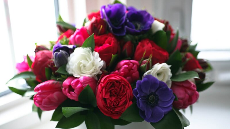Bouquet of Mixed Flowers — Red, Calm, Morning