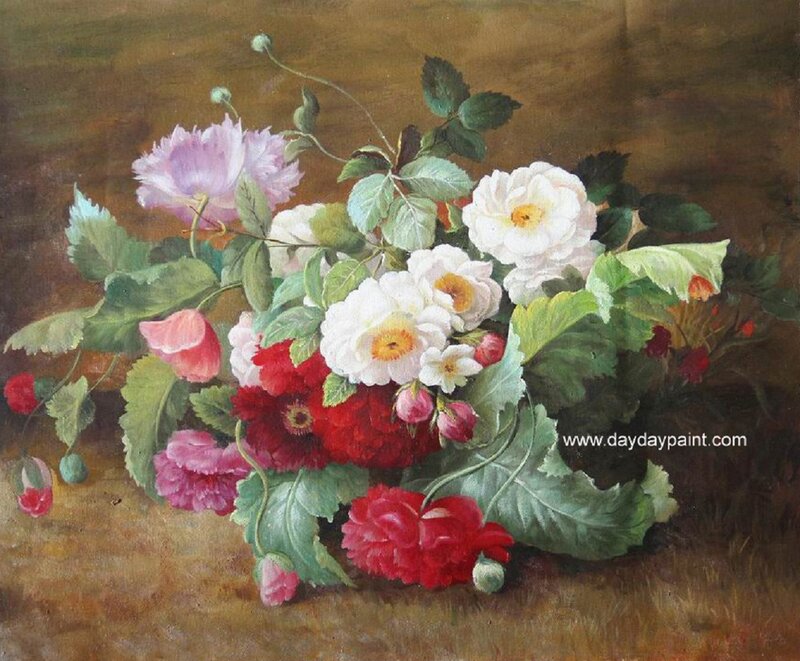 Bouquet of Mixed Flowers — Red, Calm, Painting