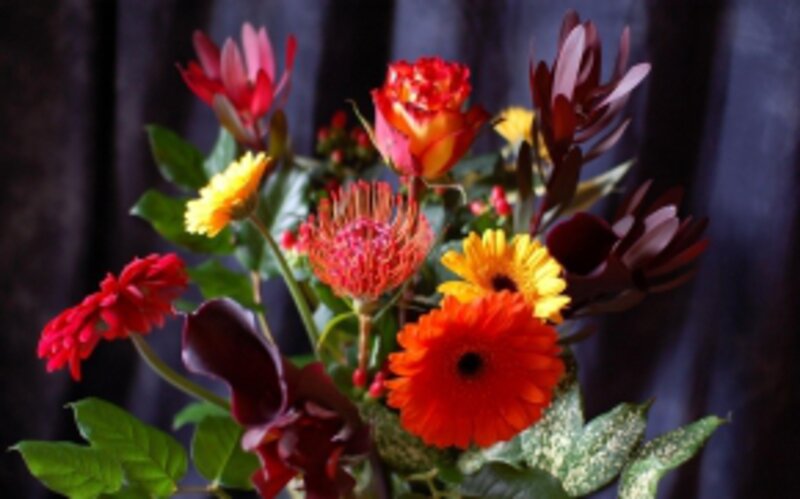 Bouquet of Mixed Flowers — Red, Dramatic