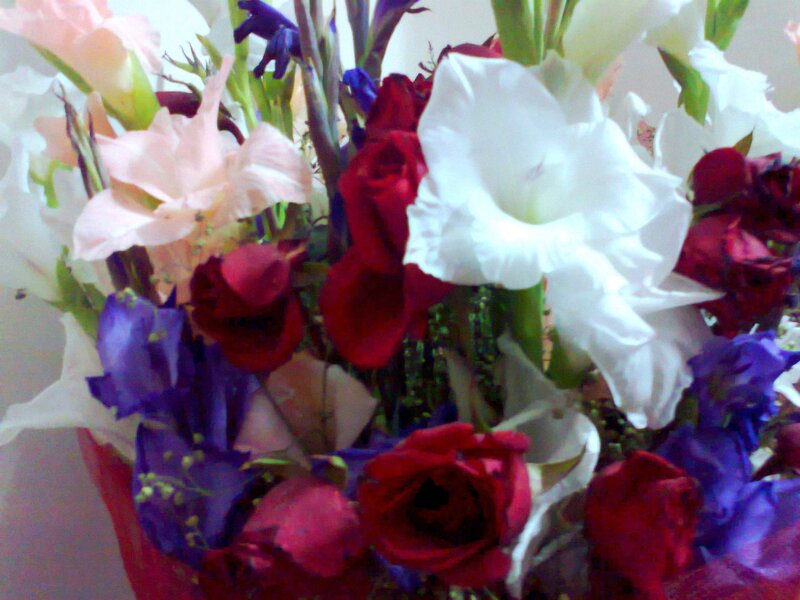 Bouquet of Mixed Flowers — Red, Festive