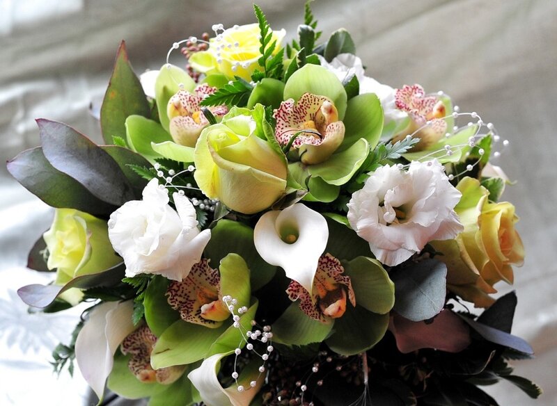 Bouquet of Mixed Flowers — White, Calm, Photograph