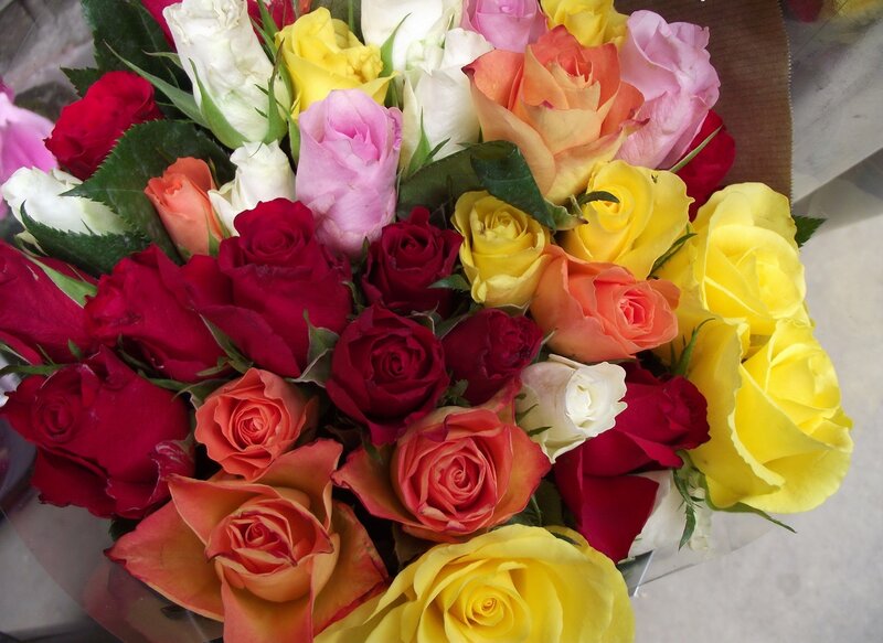 Bouquet of Multicolored Roses — Yellow