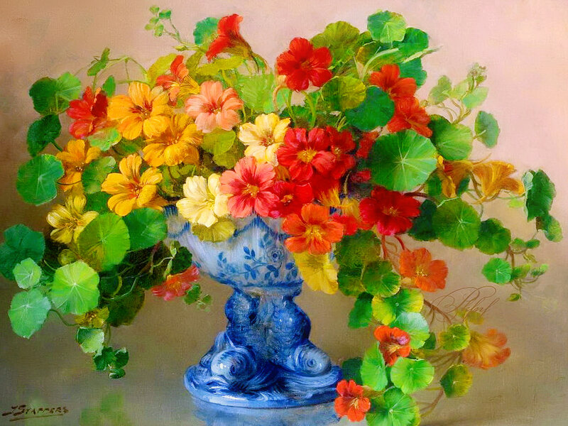 Bouquet of Nasturtiums — Blue