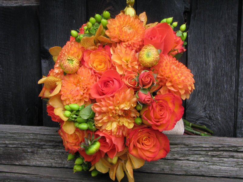Bouquet of Orange Flowers — Vibrant, Photograph