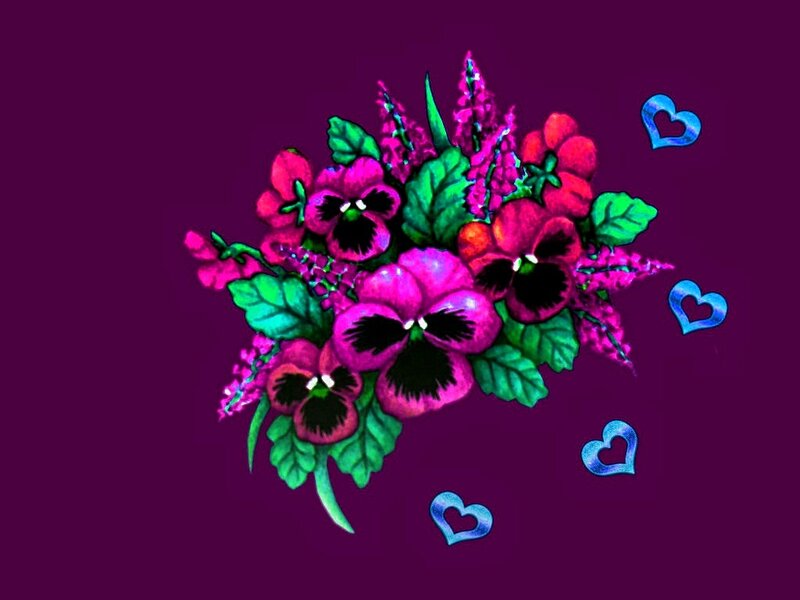 Bouquet of Pansies — Purple