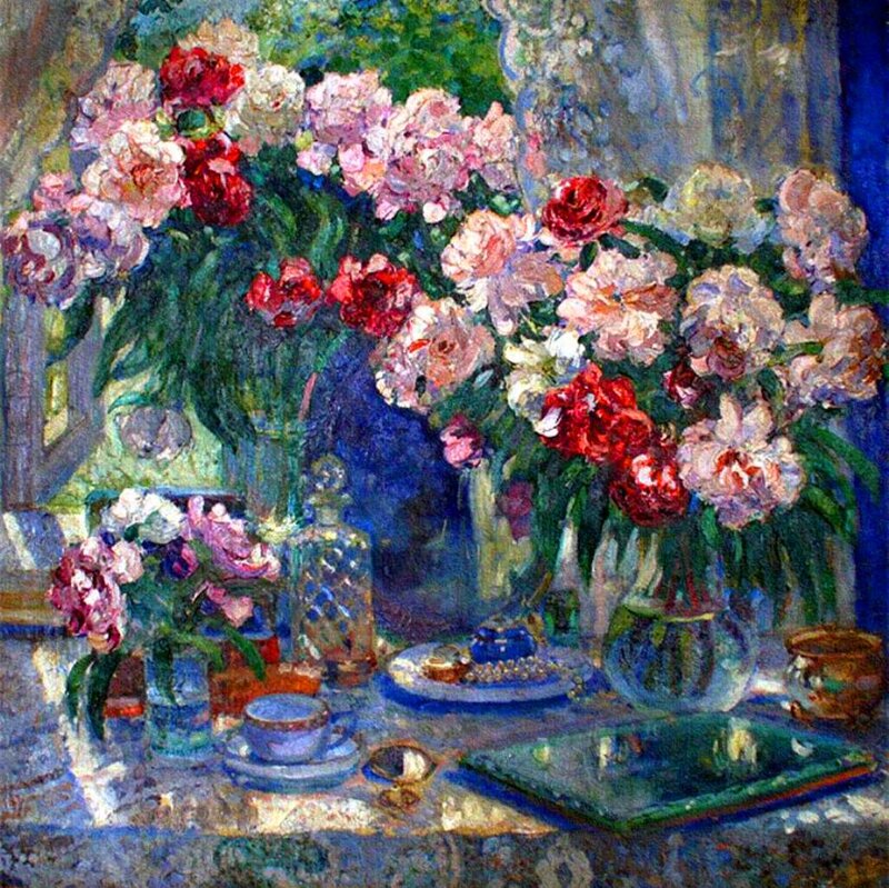 Bouquet of Peonies — Pink, Calm, Afternoon, Painting