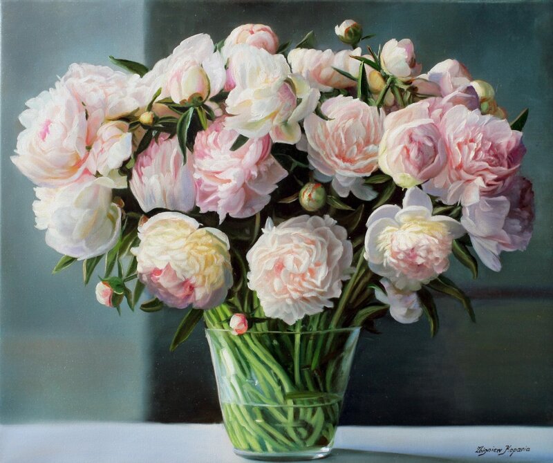 Bouquet of Peonies — Pink, Calm, Painting