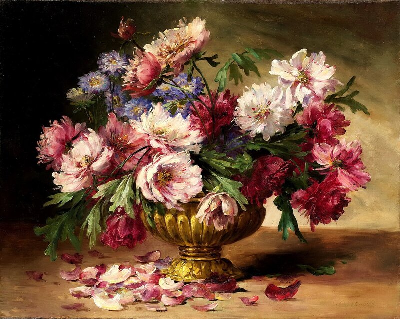 Bouquet of Peonies — Pink, Dramatic, Painting