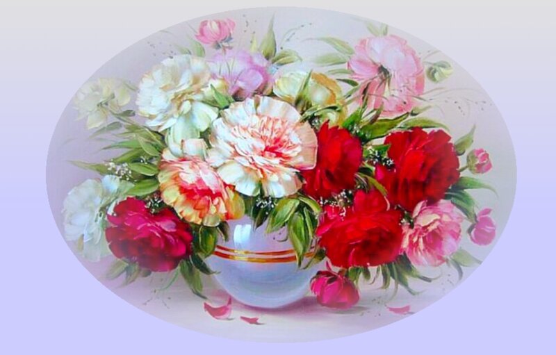 Bouquet of Peonies — Red, Calm