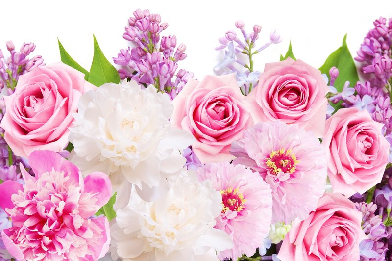 Bouquet of Pink and White Flowers — Calm, Spring, Photograph, Roses
