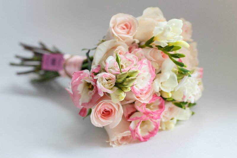 Bouquet of Pink and White Flowers — Serene, Photograph, Roses