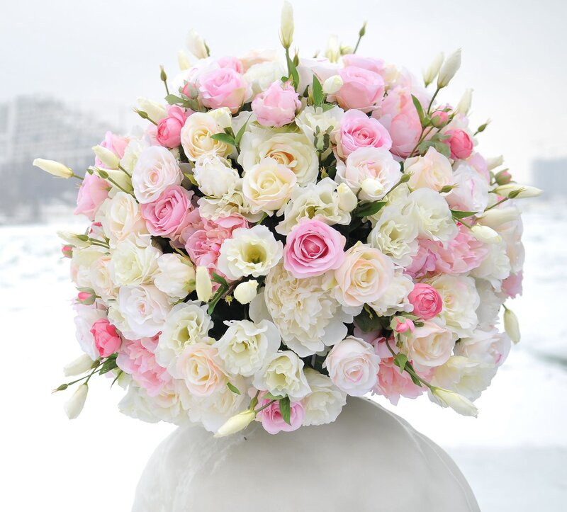 Bouquet of Pink and White Flowers — Serene, Winter