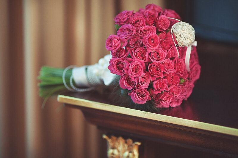 Bouquet of Pink Roses — Romantic, Photograph, Table