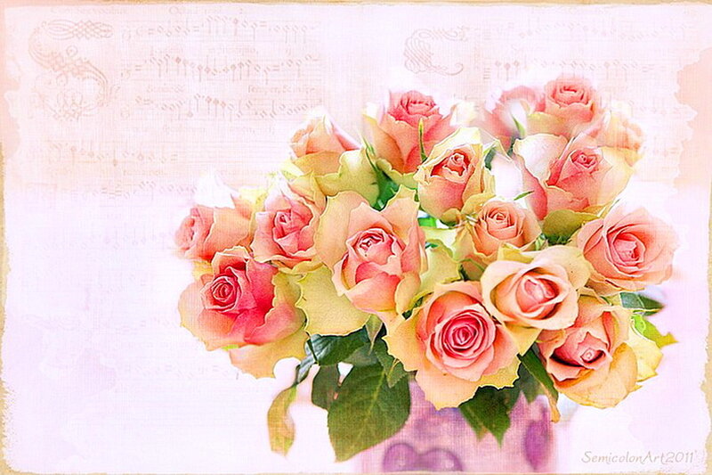 Bouquet of Pink Roses — Serene, Digital Art