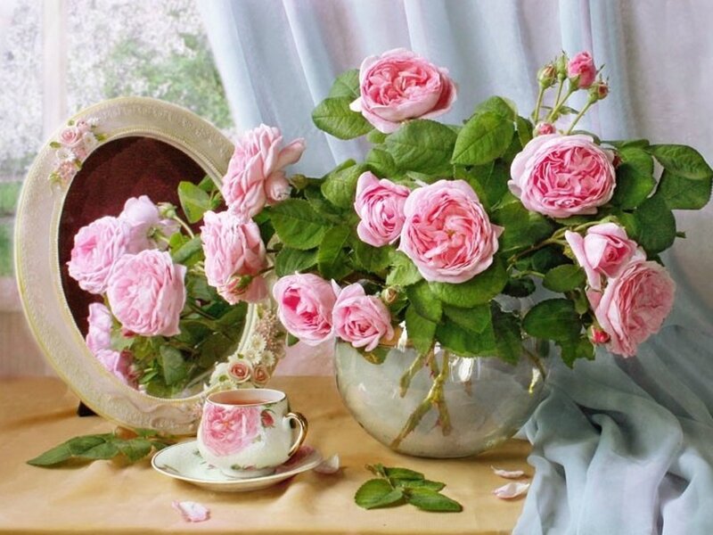 Bouquet of Pink Roses — Serene, Spring