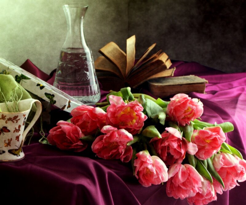 Bouquet of Pink Tulips — Serene, Photograph