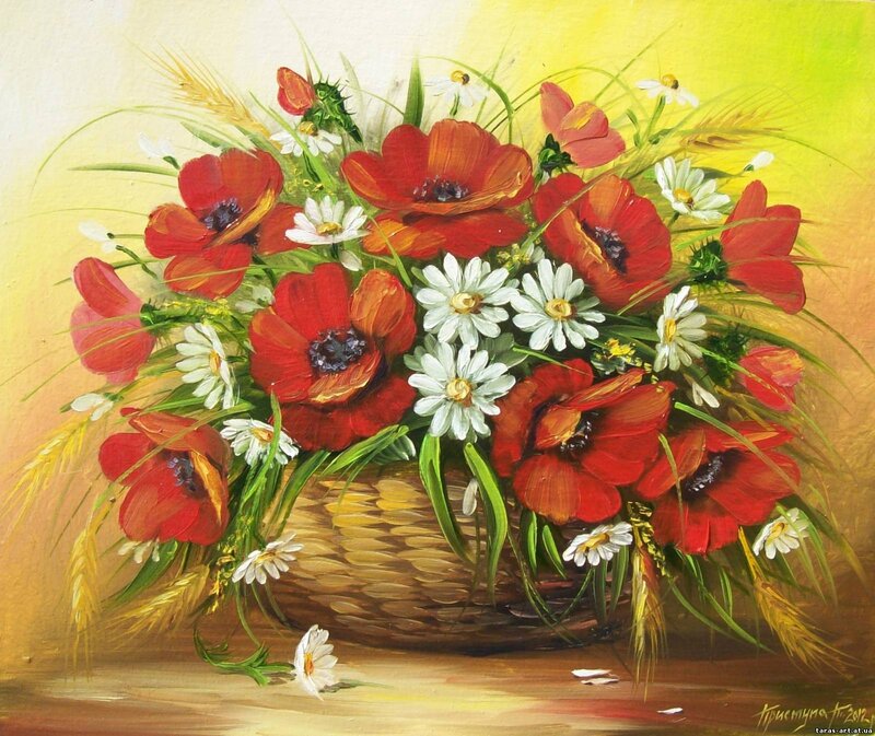 Bouquet of Poppies — Red, Bright