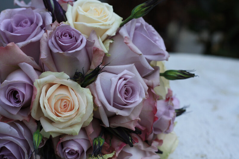 Bouquet of Purple and Cream Roses
