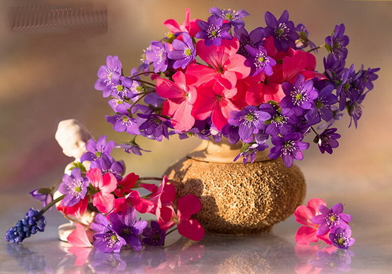 Bouquet of Purple and Pink Flowers