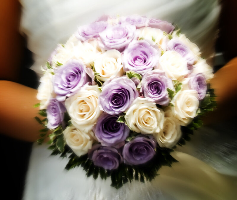 Bouquet of Purple and White Roses