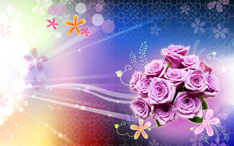 Bouquet of Purple Roses — Dreamy, Digital Art