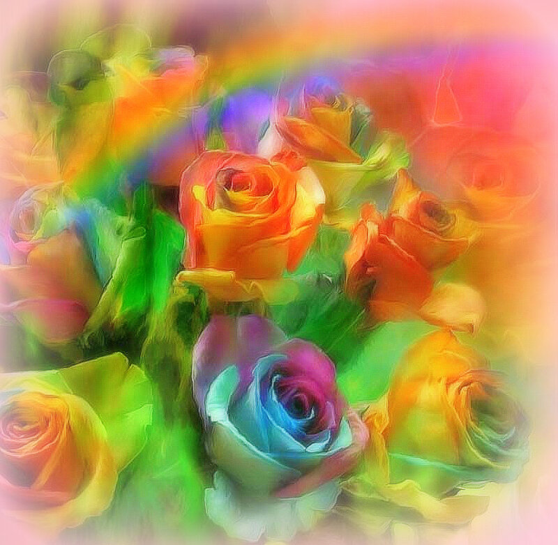 Bouquet of Rainbow Roses