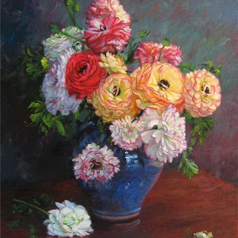 Bouquet of Ranunculus Flowers — Blue