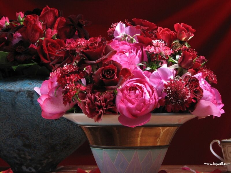Bouquet of Red and Pink Flowers — Dramatic