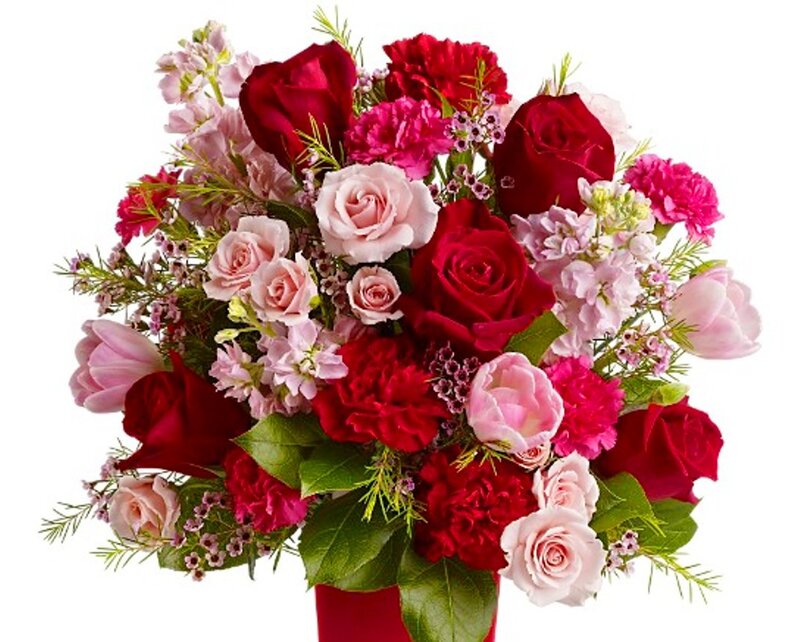Bouquet of Red and Pink Flowers — Festive