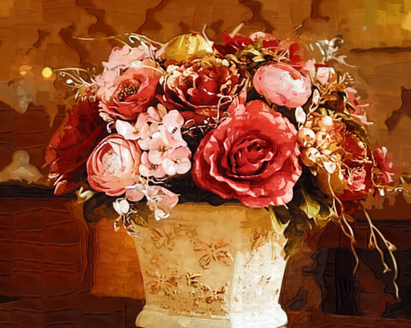 Bouquet of Red and Pink Flowers — Warm