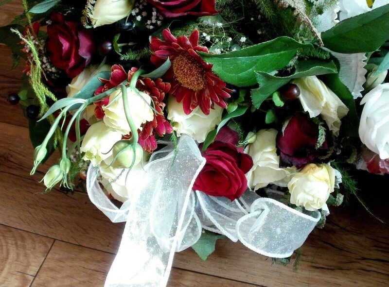 Bouquet of red and white flowers