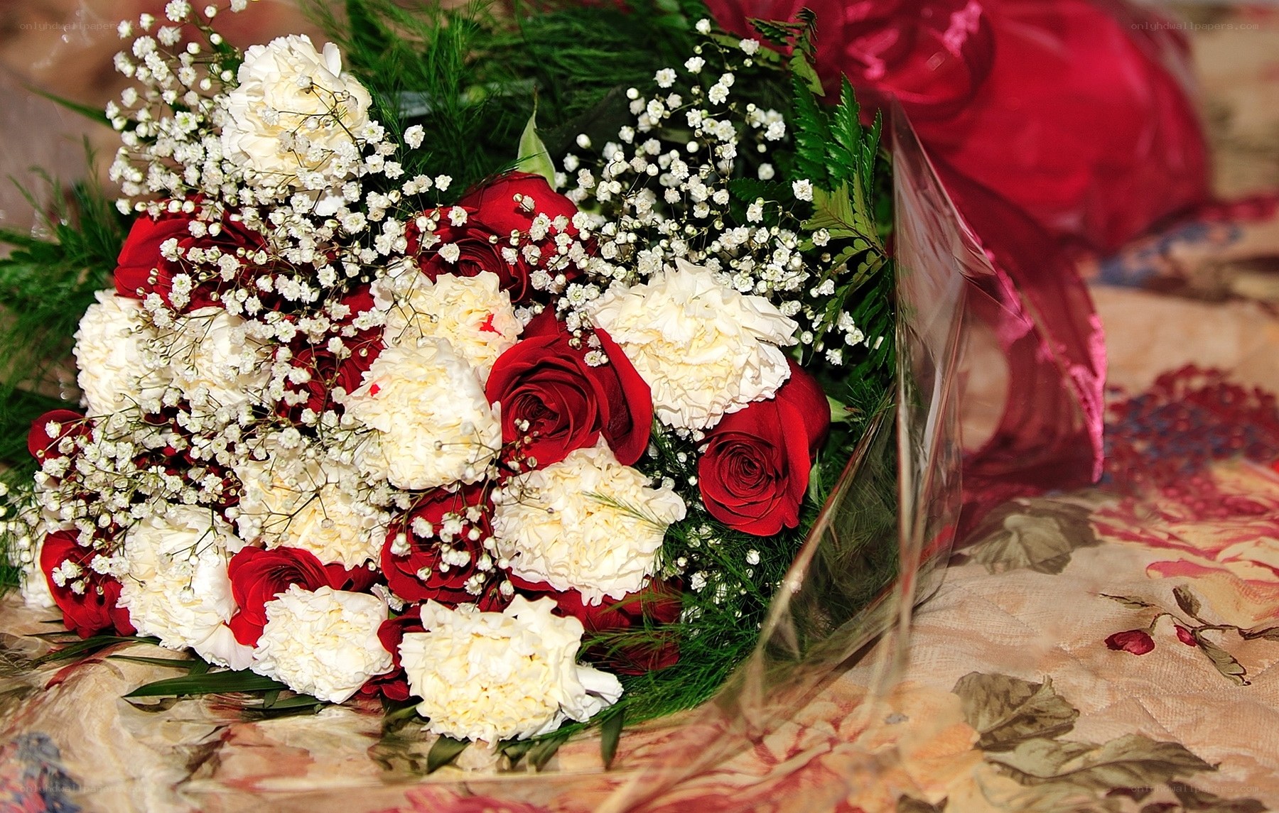 bouquet of red and white flowers