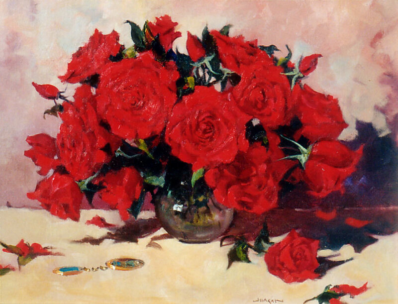 Bouquet of Red Roses — Calm, Painting