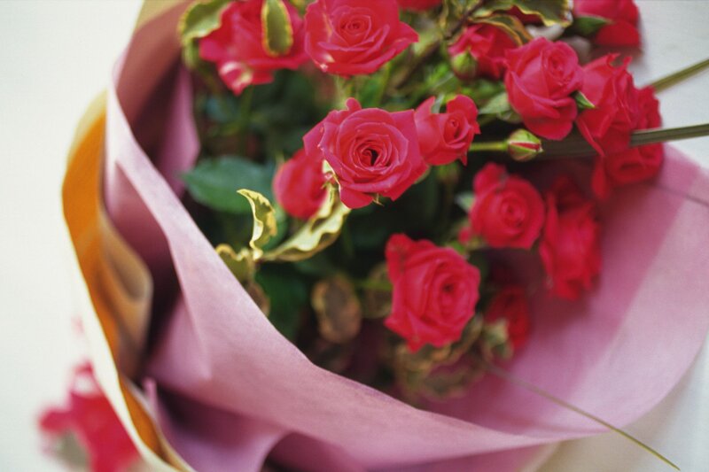 Bouquet of Red Roses — Calm, Photograph, Paper Wrapping
