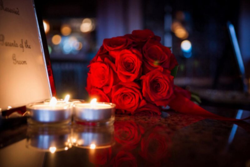 Bouquet of Red Roses — Romantic, Night, Photograph